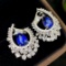 14k Gold 6.26 Ctw Natural Sapphire & Diamond Earrings