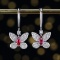 14k Gold 0.81 Ctw Natural Ruby & Diamond & Butterfly Earrings