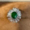 14k Gold 2.15 Ctw Vivid Green Natural Emerald & Diamond Ring