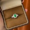 14k Gold 1.84 Ctw Vivid Green Natural Emerald & Diamond Ring