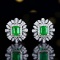 14k Gold 1.13 Ctw Vivid Green Natural Emerald & Diamond Earrings