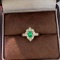 14k Gold 0.83 Ctw Vivid Green Natural Emerald & Diamond Ring