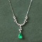 14k Gold 0.86 Ctw Vivid Green Natural Emerald & Diamond Necklace