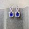 14k Gold 1.48 Ctw Vivid Blue Natural Sapphire & Diamond Earrings