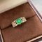 14k Gold 0.67 Ctw Vivid Green Natural Emerald & Diamond Ring