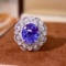14k Gold 4.24 Ctw Natural Tanzanite & Diamond Ring