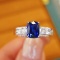 14k Gold 1.38 Ctw Natural Sapphire & Diamond Ring
