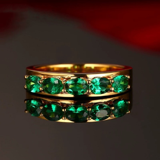 14k Gold 0.70 Ct Natural Emerald Ring
