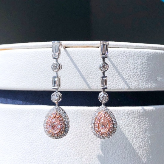 14k Gold 1.27 Ctw Natural Pink Diamond & Diamond Earrings