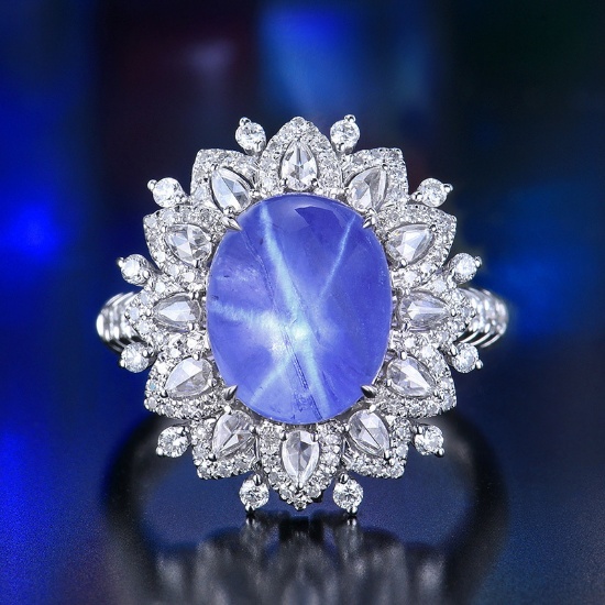 14k Gold 9.60 Ctw Natural Sapphire & Diamond Ring