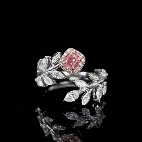 14k Gold 0.39 Ctw Natural Pink Diamond & Diamond Ring