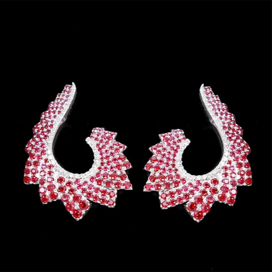 14k Gold 2.70 Ctw Natural Ruby & Diamond Earrings