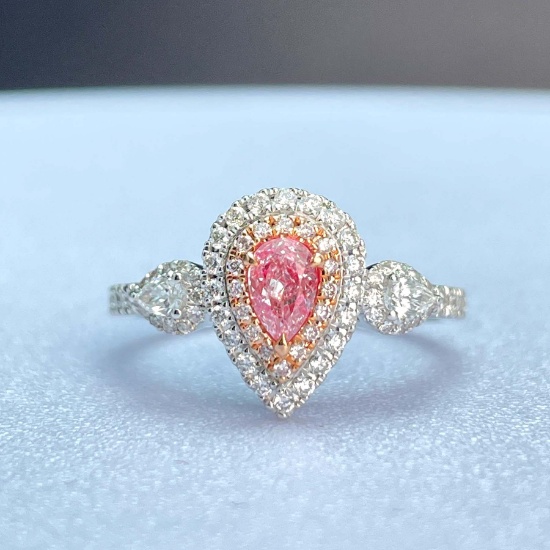 14k Gold 0.66 Ctw Natural Pink Diamond & Diamond Ring