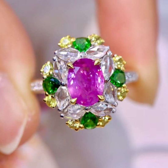14k Gold 1.88 Ctw Natural Sapphire & Diamond Ring