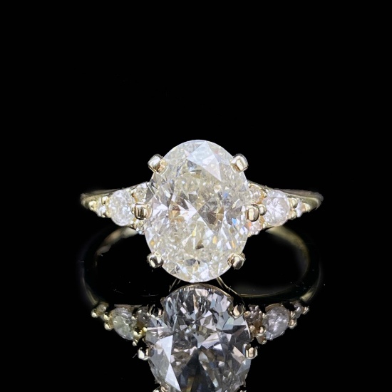 14k Gold 2.12 Ct Natural H Diamond & Solitaire Ring