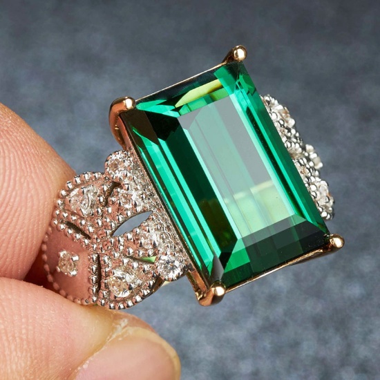 14k Gold 8.20 Ct Natural Tourmaline & Diamond & Solitaire Ring