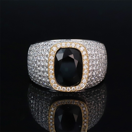 14k Gold 5.22 Ctw Vivid Blue Natural Sapphire & Diamond Ring