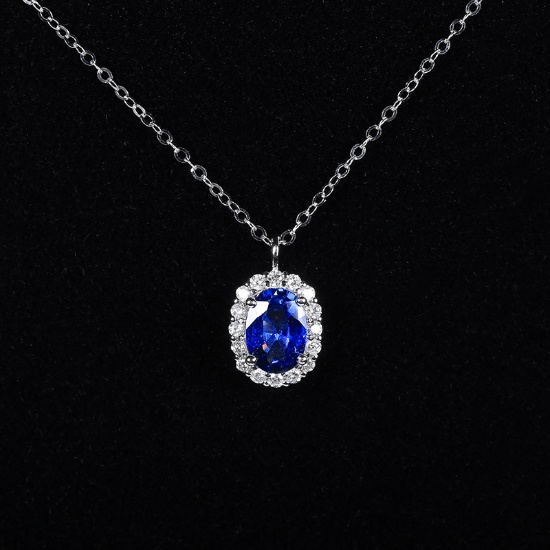14k Gold 1.18 Ctw Natural Sapphire & Diamond Necklace