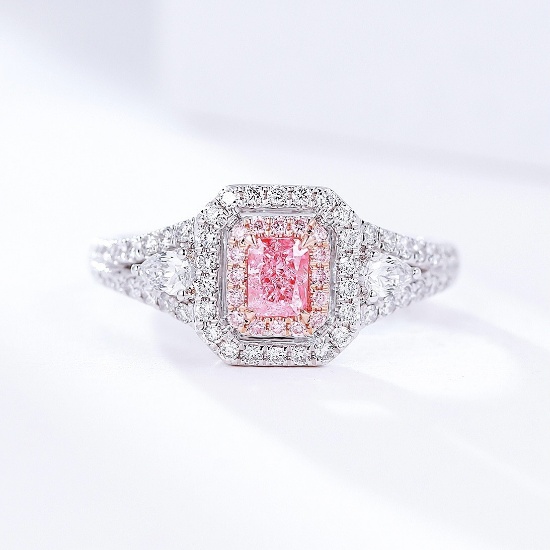 14k Gold 0.93 Ctw Natural Pink Diamond & Diamond Ring