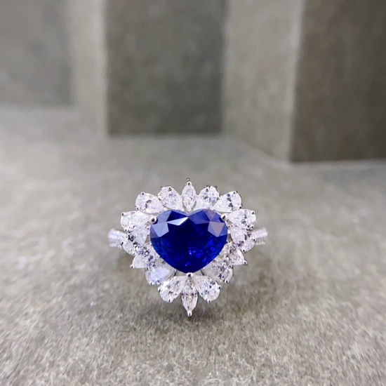 14k Gold 3.43 Ctw Natural Sapphire & Diamond Ring