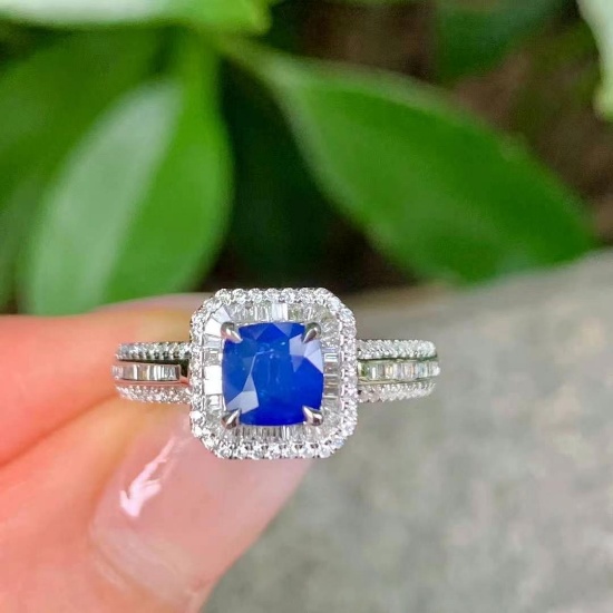 14k Gold 1.44 Ctw Natural Sapphire & Diamond Ring