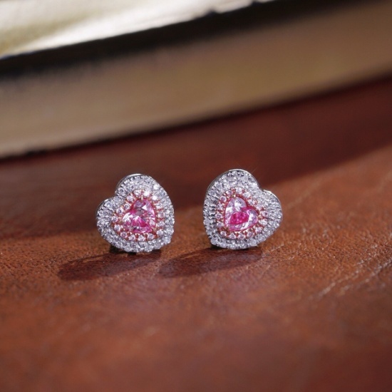 14k Gold 0.56 Ctw Natural Pink Diamond & Diamond Earrings