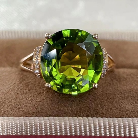 14k Gold 5.19 Ct Natural Tourmaline & Diamond Ring