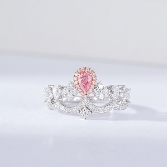 14k Gold 0.98 Ctw Natural Pink Diamond & Diamond Ring