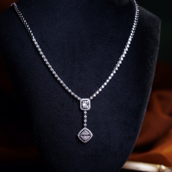 14k Gold 3.00 Ct Natural H Diamond Necklace