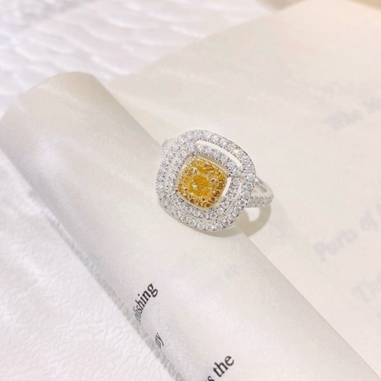 14k Gold 1.17 Ctw Natural Yellow Diamond & Diamond Ring
