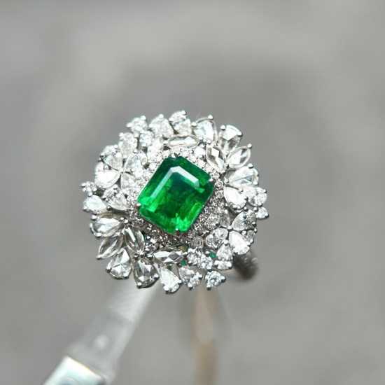 14k Gold 2.58 Ctw Vivid Green Natural Emerald & Diamond Ring/pendant