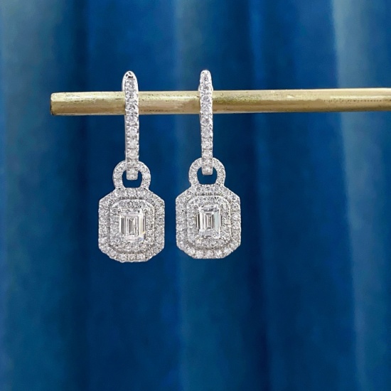 Gia Certified 14k Gold 1.14 Ctw Natural E Si1 Emerald Diamond Earrings/pendant