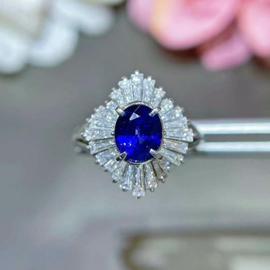 14k Gold 2.12 Ctw Natural Sapphire & Diamond Ring