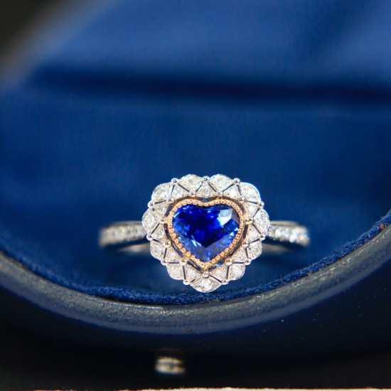 14k Gold 1.27 Ctw Natural Sapphire & Diamond Ring
