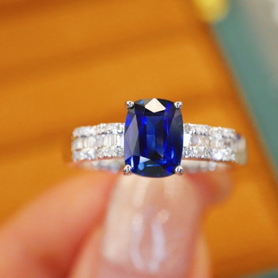 14k Gold 1.38 Ctw Natural Sapphire & Diamond Ring