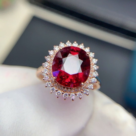 14k Gold 4.3 Ct Natural Tourmaline & Diamond Ring