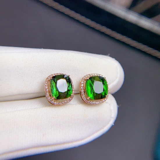 14k Gold 4.85 Ct Natural Tourmaline & Diamond Earrings