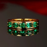 14k Gold 0.70 Ct Natural Emerald Ring