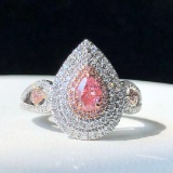 14k Gold 0.79 Ctw Natural Pink Diamond & Diamond & Cocktail Ring