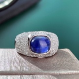 14k Gold 3.16 Ct Natural Sapphire & Diamond & Men¡¯s Ring