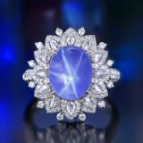 14k Gold 9.60 Ctw Natural Sapphire & Diamond Ring