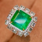 14k Gold 6.04 Ctw Natural Emerald & Diamond Ring/pendant