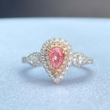14k Gold 0.66 Ctw Natural Pink Diamond & Diamond Ring