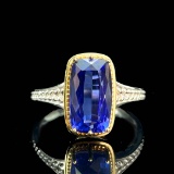 14k Gold 3.07 Ct Natural Tanzanite & Solitaire Ring