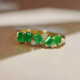 14k Gold 0.80 Ctw Natural Emerald & Diamond Ring