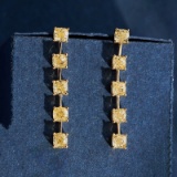 14k Gold 0.99 Ct Natural Yellow Diamond Earrings