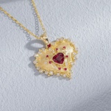 14k Gold 0.98 Ctw Natural Ruby & Diamond Pendant