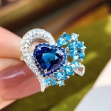 14k Gold 1.17 Ct Natural Sapphire & Diamond & Art Deco Ring/pendant