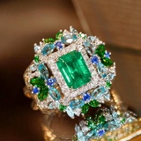 14k Gold 1.89 Ct Natural Emerald & Diamond Ring