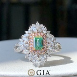 Gia Certified 14k Gold 1.43 Ctw Natural Green Diamond & Diamond Ring/pendant